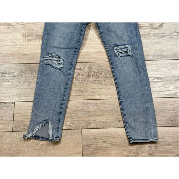 Express high-rise cropped skinny distressed jeans size 0 - Picture 3 of 12